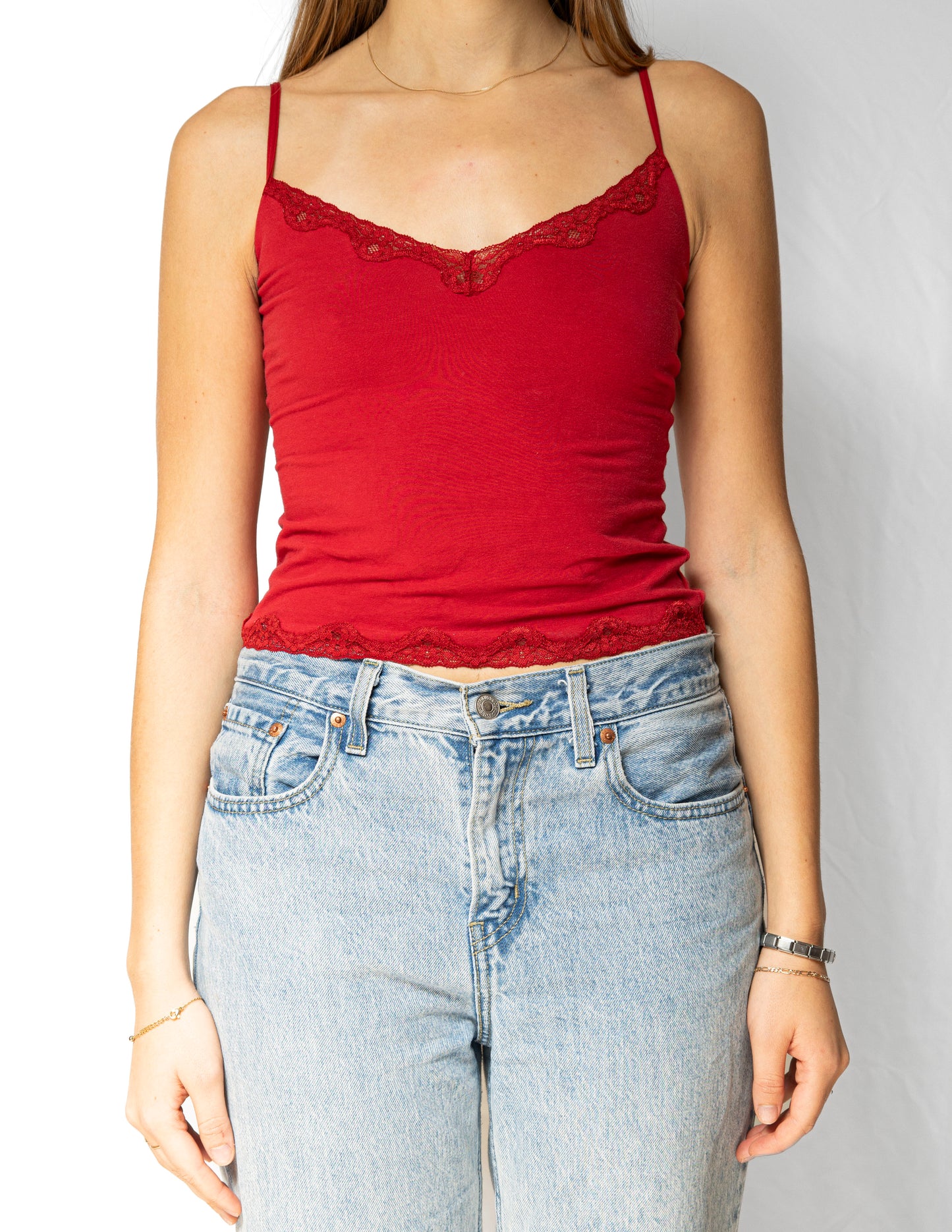 Red Lace Trim Cami