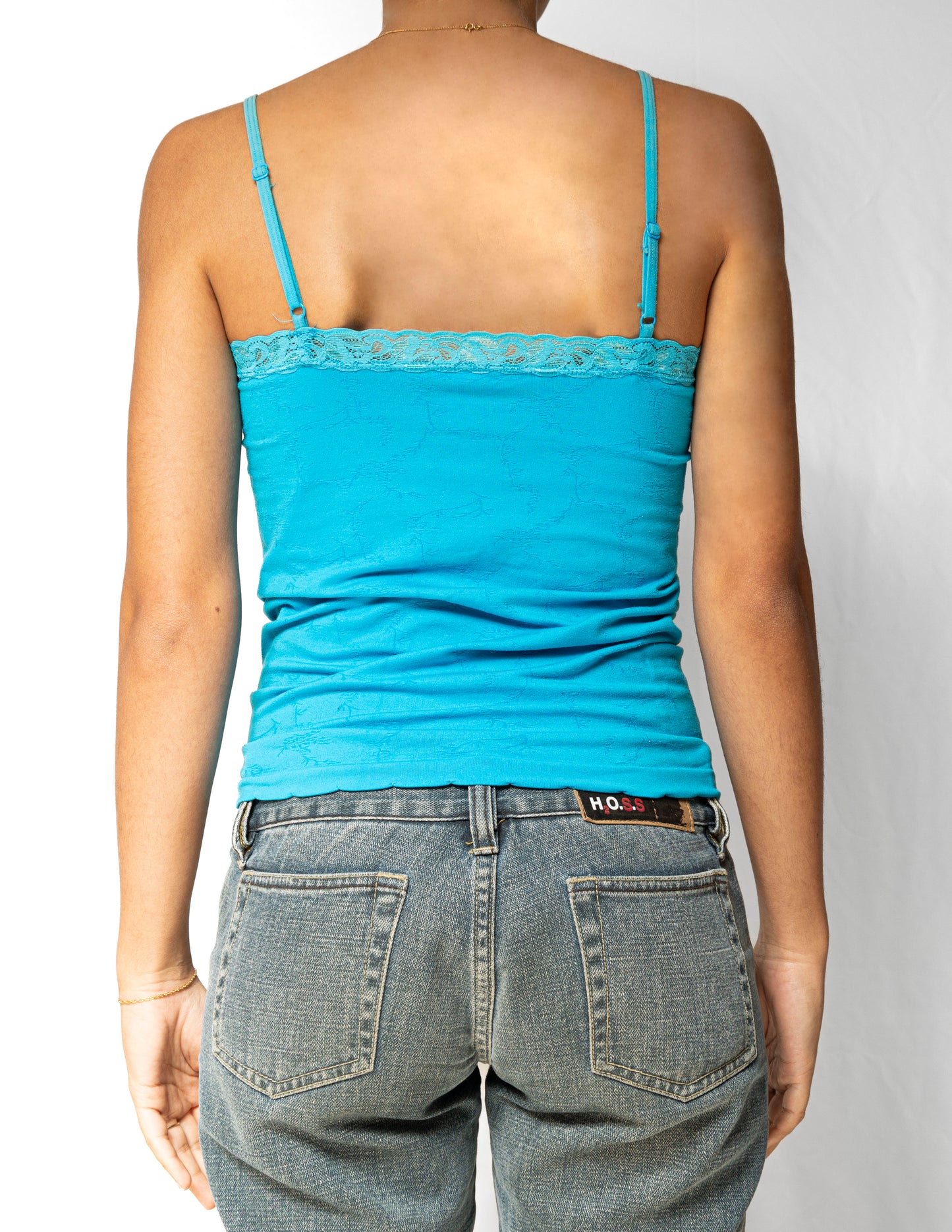 Blue Lace Trim Cami Top